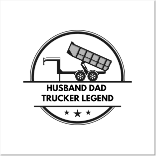 Husband Dad Trucker Legend Posters and Art